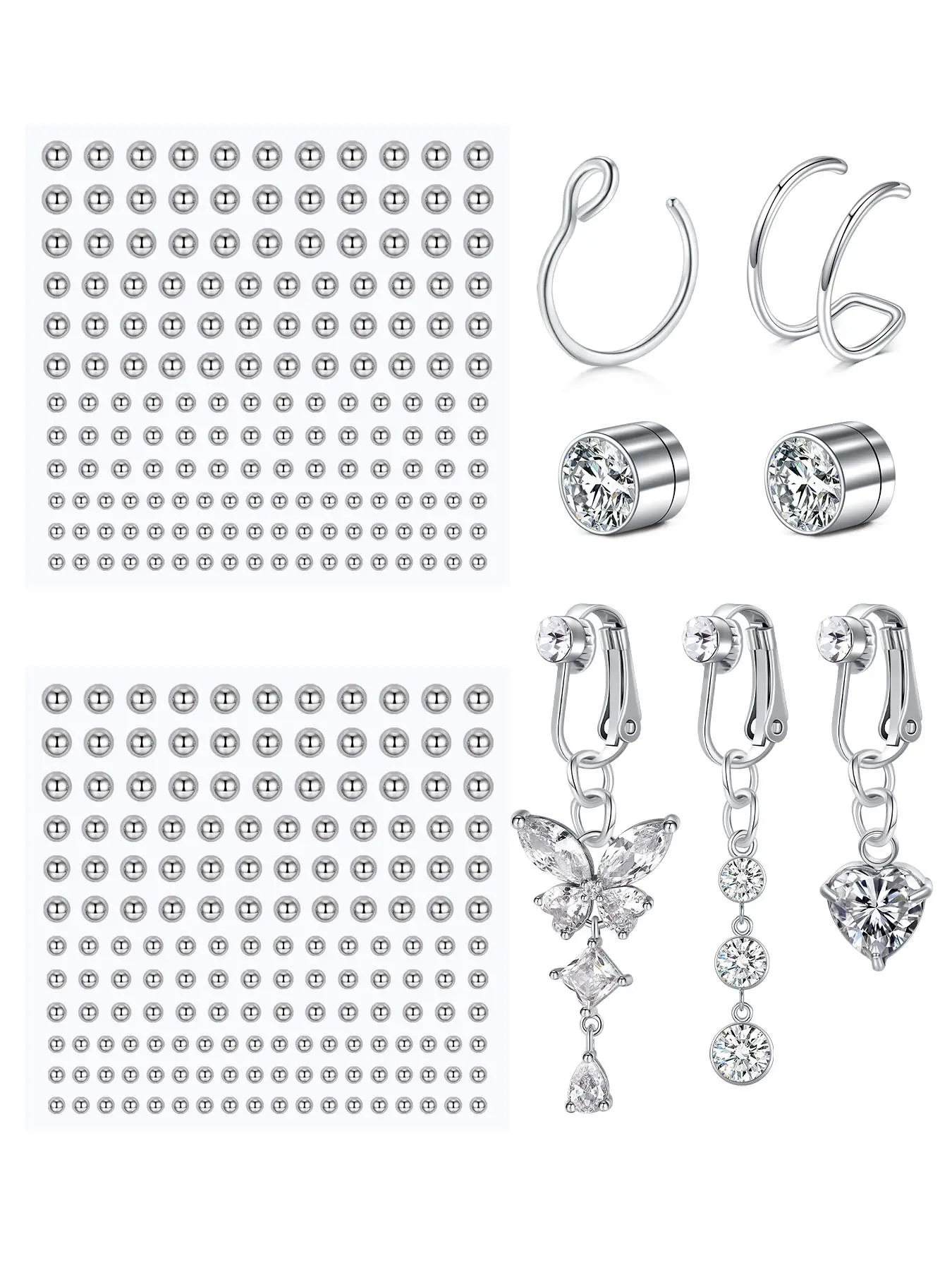 Fashionable Fake Piercing Jewelry for Women, Fashion Body Jewelry, Nose Piercing Kit, Fake Nose Ring, Faux Nose Ring, Magnetic Nose Stud, Stick-on Jewelry