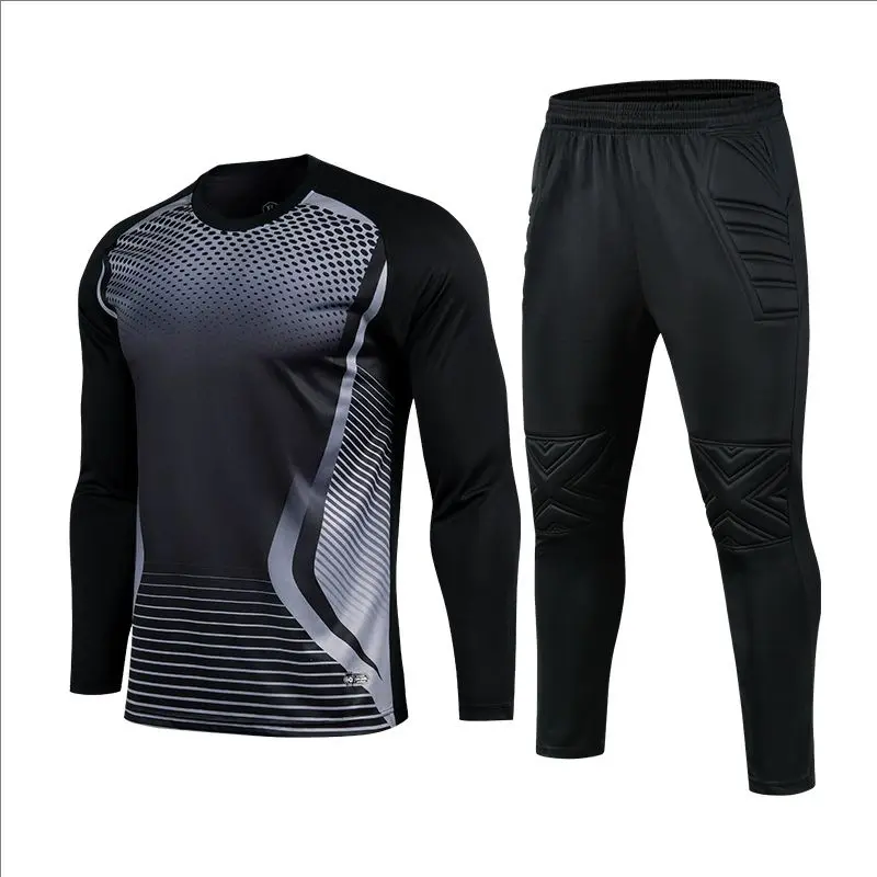 2-Piece Soccer Goalkeeper Shirt with Foam Elbow Pads, Colorful Geometric Breathable Quick-Dry Long Sleeve T-Shirt + Training Running Sports Pants Set 2-Piece Soccer Goalkeeper Shirt with Foam Elbow Pads, Colorful Geometric Breathable Quick-Dry Long Sleeve T-Shirt + Training Running Sports Pants Set