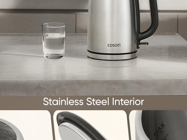 COSORI Electric Kettle, Stainless Steel Tea Kettle, Plastic-free Inner Lid, Filter and Spout, Easy to Clean, Automatic Shut Off & Boil-Dry Protection, Hot Water Boiler & Heater, 1.8Qt, 1500W,CEK-S152
