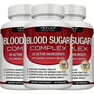 3 Bottles Blood Sugar Complex -60 Capsules with ChromiumCinnamon & Mulberry for Healthy Sugar Levels &Immune Support - Dietary SupplementHealthcare Edible Fitness Vitamin plant-based wellness | Non-GMO | Daily nutrient support | Gluten-Free Formula