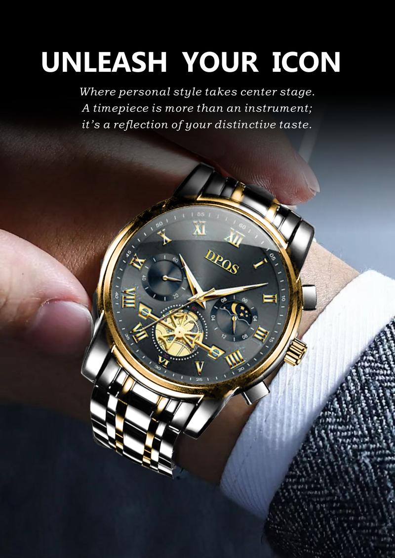 The top choice for boys! A 48mm large dial mechanical wristwatch, combining appearance quality with practicality, with luminous moon phase chronograph function! 40 meters of water resistance and fog protection, suitable for daily commuting. watch travel