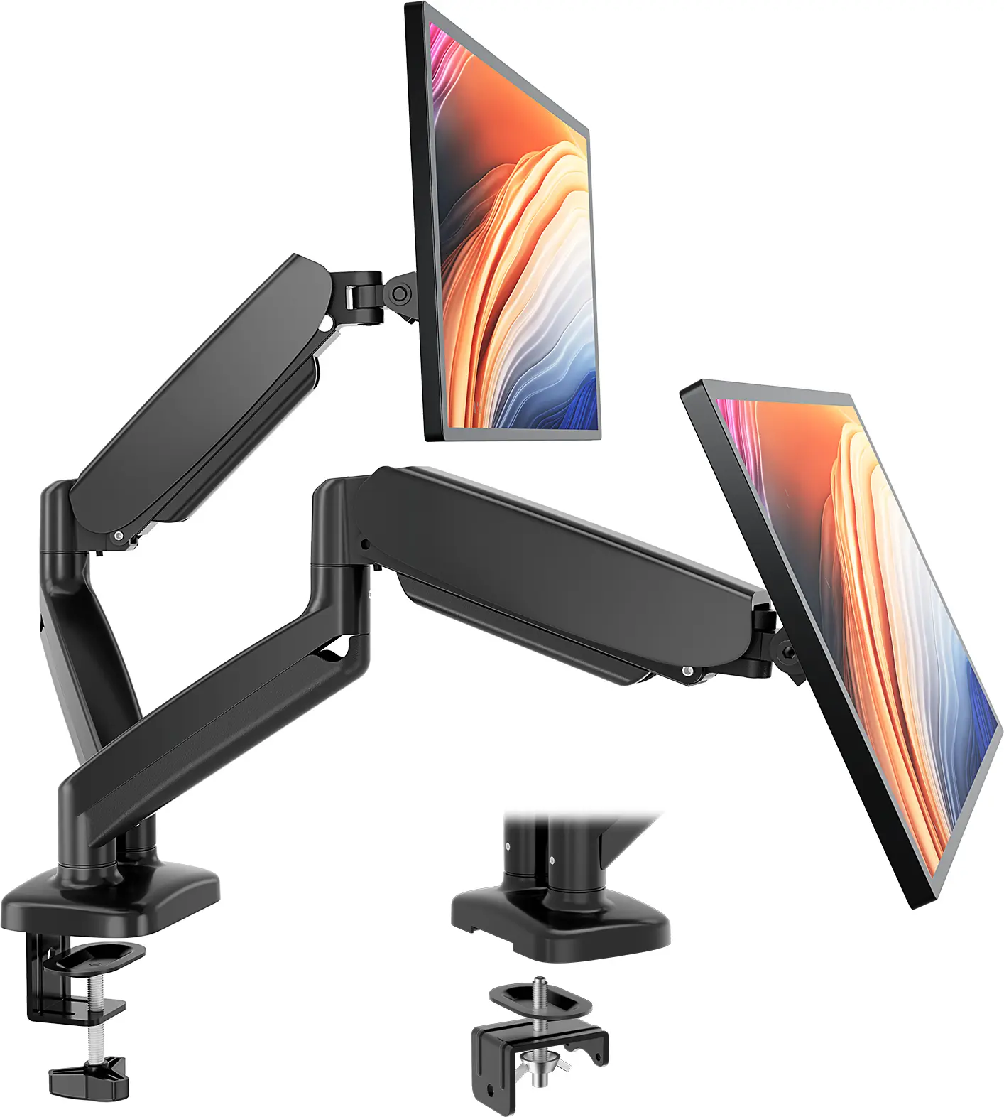 Dual Monitor Mount for 15-27 Inch Screens, Adjustable Gas Spring Desk Arm, Heavy Duty VESA Stand for Gaming & Home Office Setup