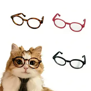 Fashion Eye Glasses for Cats, Pet Costume Supplies, Round Frame Glasses Photo Props for All Breeds, Tredy Colors