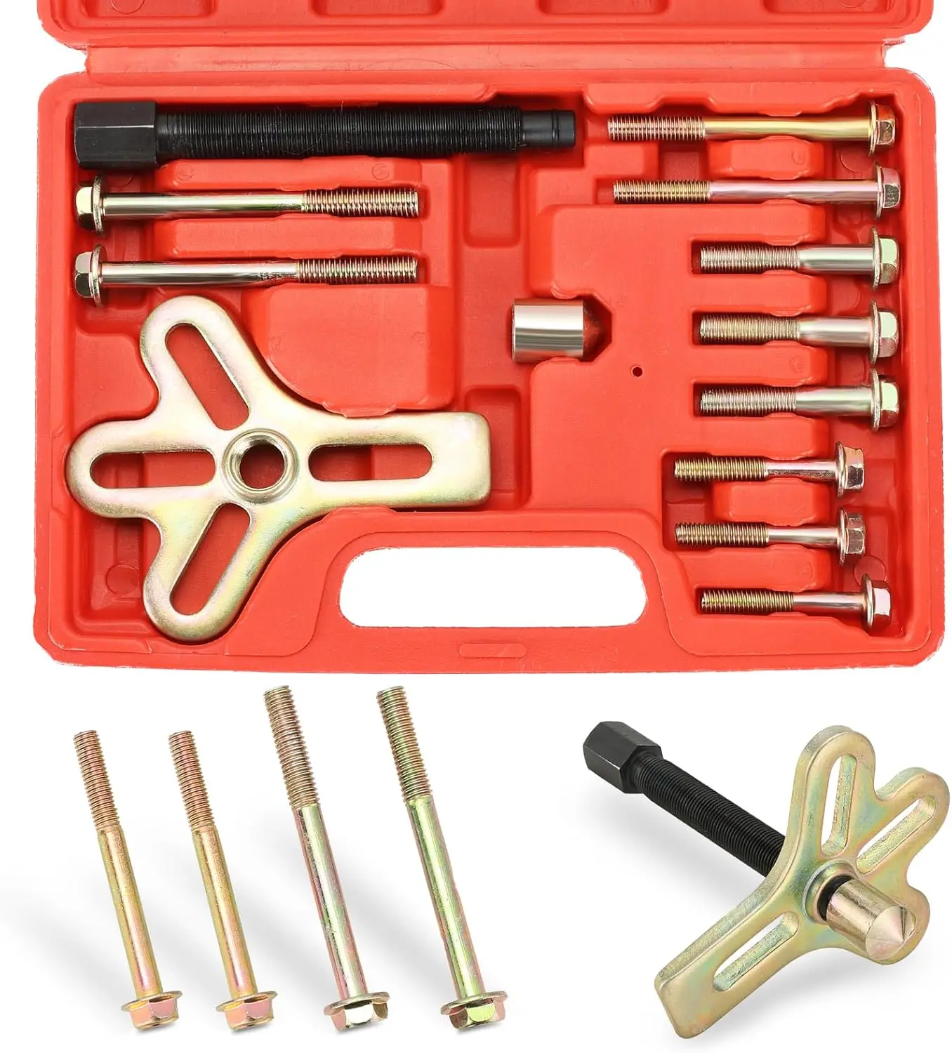 Harmonic Balancer Steering Wheel Puller Kit| 13PCS Flywheel Puller, Crankshaft Pulley Puller, Crankshaft Pulley Removal, Steering Wheel Pulling Set