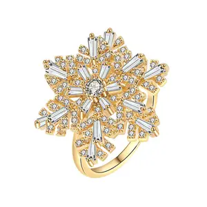 360° Rotating Starburst Fidget Ring for woman,Adjustable Open ,Gold Crystal,Anti-stress Anxiety Relief,Perfect for Office Workers