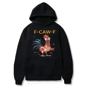Funny Rooster Meme Graphic Tee Hoodie: F-CAW-F Chicken Humor Shirt