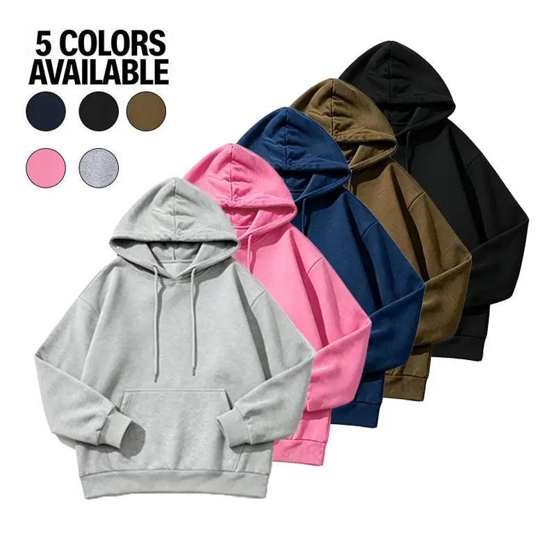 Men’s Loose Long-Sleeve Polyester Pullover Hoodie - Menswear, Stylish Soft Fleece Athletic Top with Kangaroo Pocket, Metal Drawstring, Plain Casual Streetwear for Fall Everyday Wear