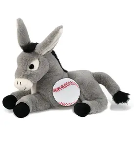 SUPER-SOFT PLUSH - LAYING DONKEY 9" WITH BASEBALL PLUSH