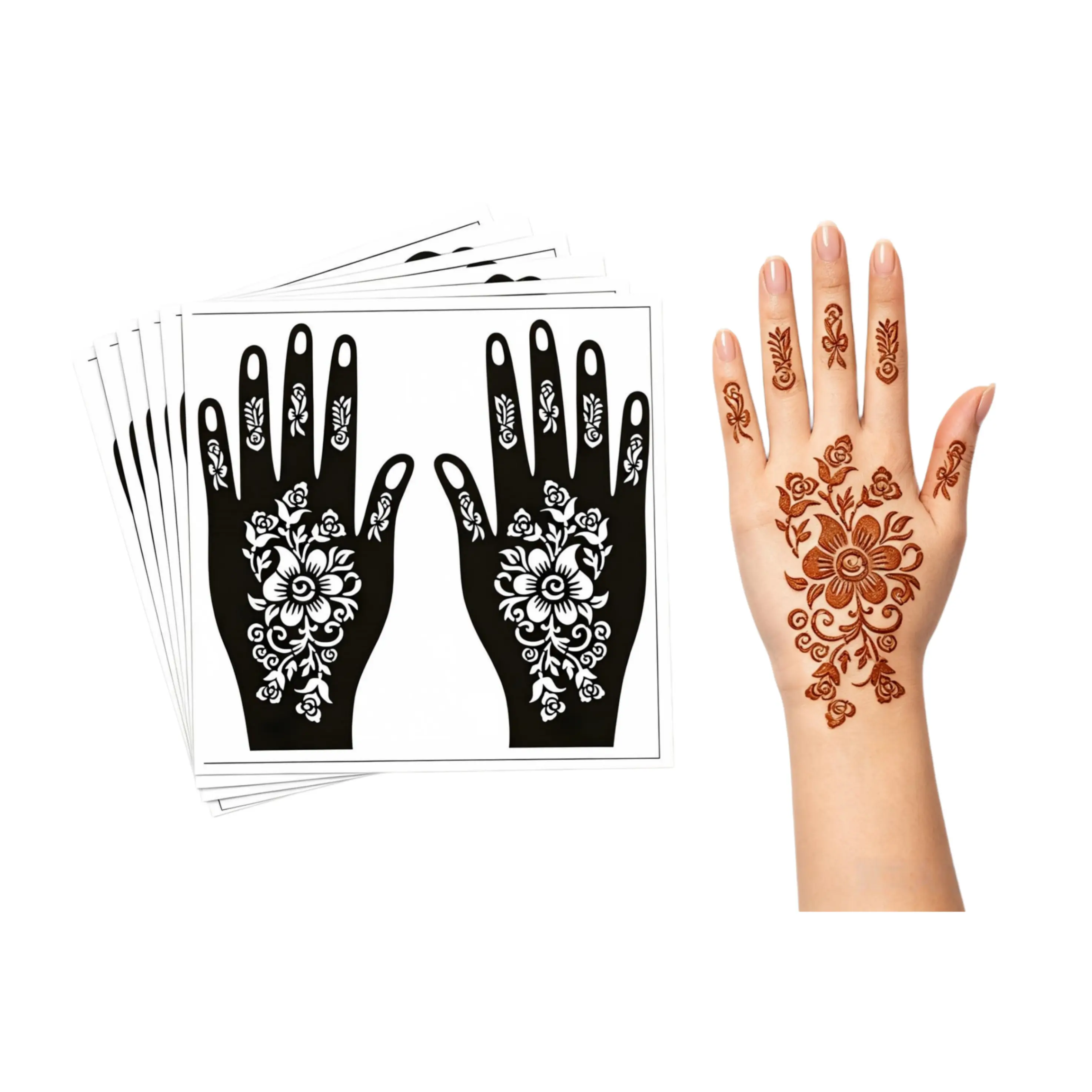 20 Sheets Henna Tattoo Stencils | Indian Arabian Glitter Temporary Tattoo Templates for DIY Body Art Daily Peel Cosmetic Makeup