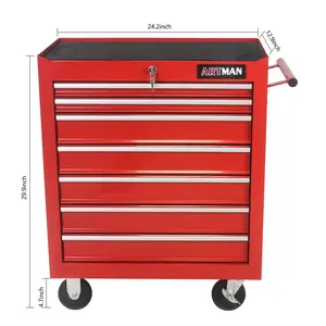 ARTMAN D ProTool Hub 7 DRAWERS MULTIFUNCTIONAL TOOL CART WITH WHEELS RED Lockable & Removable Steel Construction