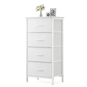 Dresser for Bedroom, Storage Drawers, Skinny Fabric Storage Tower with 4 Drawers