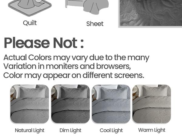 Lightweight Quilted Bedspreads Queen size Bed- 3 Piece Oversized Bedspreads Queen- Soft Bedding Set with 2 Matching Pillow Shams - Best For Gift