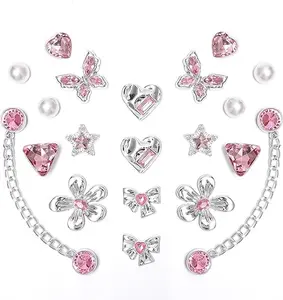 20PCS Bling Shoe Charms Set with Butterfly and Flower Designs, Sparkling Rhinestone and Pearl Details, Cute DIY Clog Accessories for Women, Stylish Footwear Decoration for Party Favors.