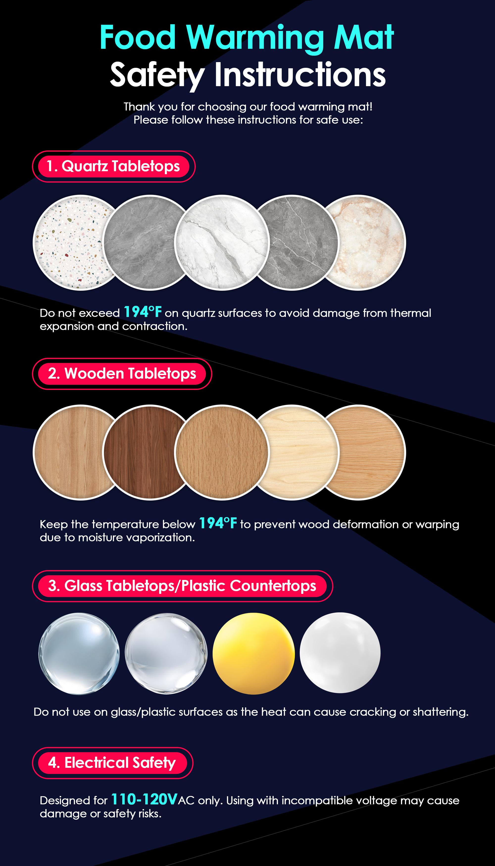 FEPPO Updated Electric Food Warming Mat with 6 Temperature Levels & 6-Hour Timer, Faster Full Surface Heating Mat, Roll Up Food Warmer for Holiday Parties & Buffets