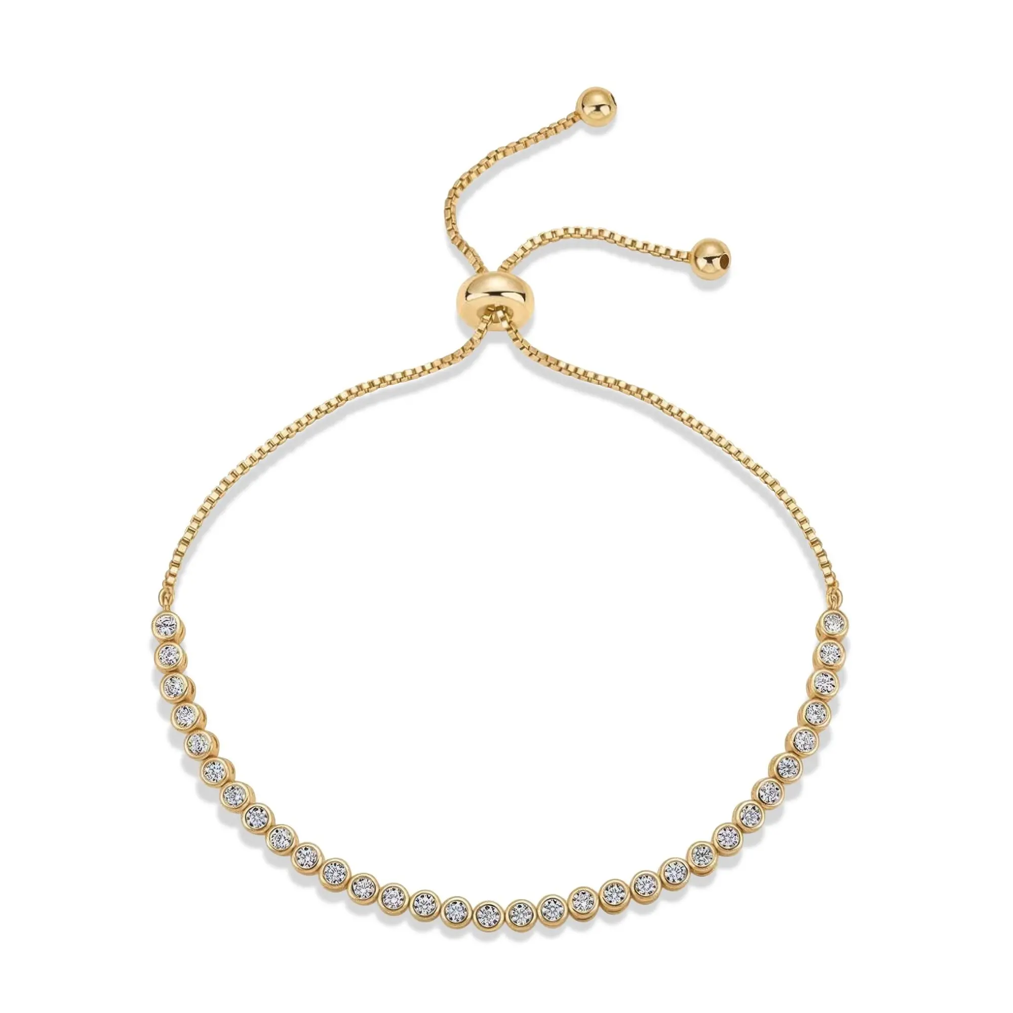 PAVOI Tennis Bracelets for Women, 14K Gold Plated Adjustable Cubic Zirconia Bracelet, Hypoallergenic Bezel Set Gold Tennis Bracelet