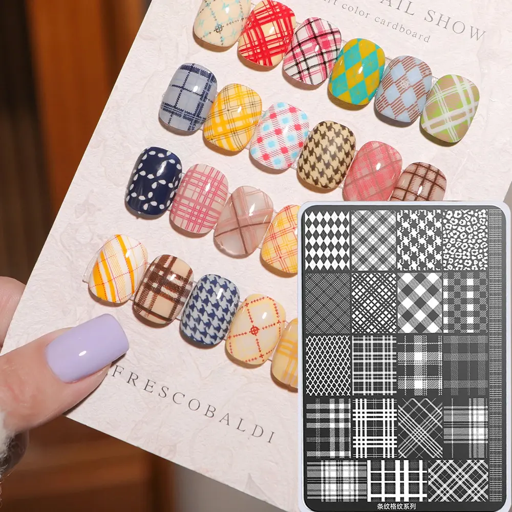 14.5*9.5cm Nail Stamping Plate, Bowknot & Geometric Patterns Kawaii Nail Art Template, Manicure Stencil Tool with Stamper, Diy Nail Art, Nail Tech Supplies