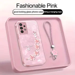 Suitable for [Galaxy A32 5g] high-end women's phone case🤩，a beautiful four-leaf clover lanyard is included🍀, exquisite and high-quality, affordable price, drop-resistant and fingerprint-proof YM99