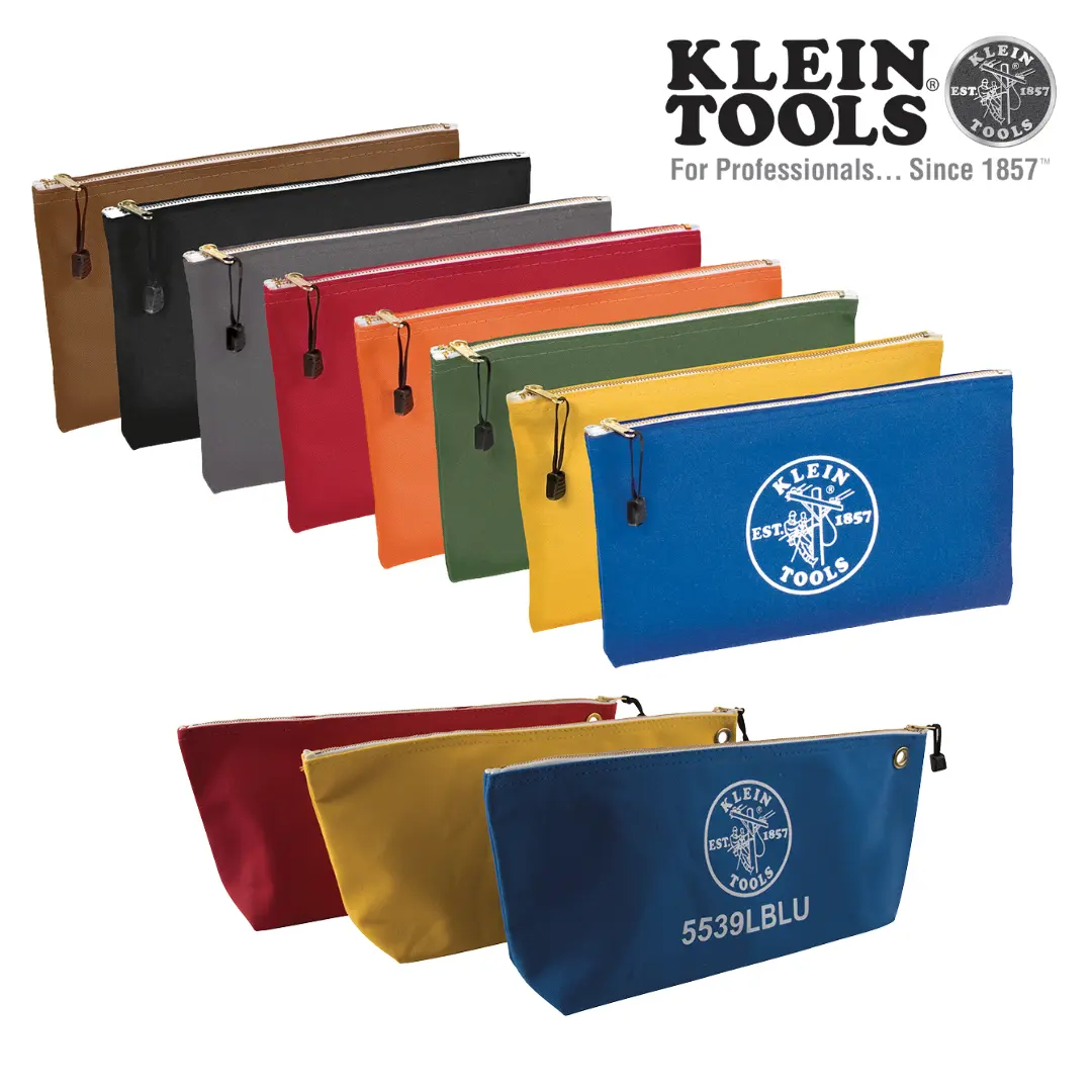 [Save More] Klein Tools Canvas Zipper Bag Set | Includes 5539 (3Pack), 5140 (4Pack), 5141 (4Pack) | Versatile Tool Pouch, Utility Bag, Bank Deposit Bag Organizer