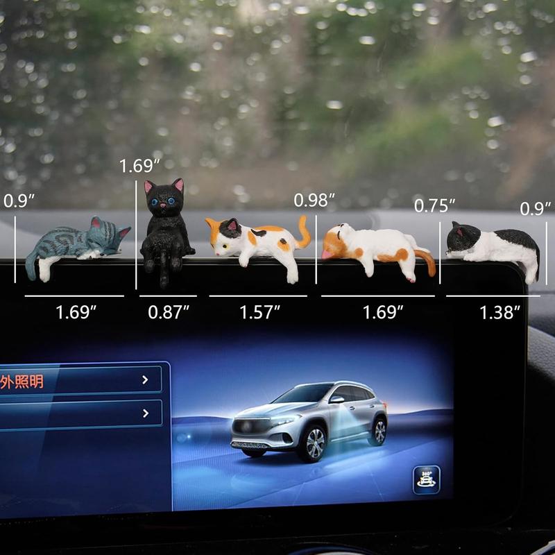 [Free!!ship] BMTWE Mini Cute Cat Ornaments 5 PCS Resin Multi Pose Kitty Desk Ornaments Cartoon Style Decorative Figurines for Desk Computer Home Office School