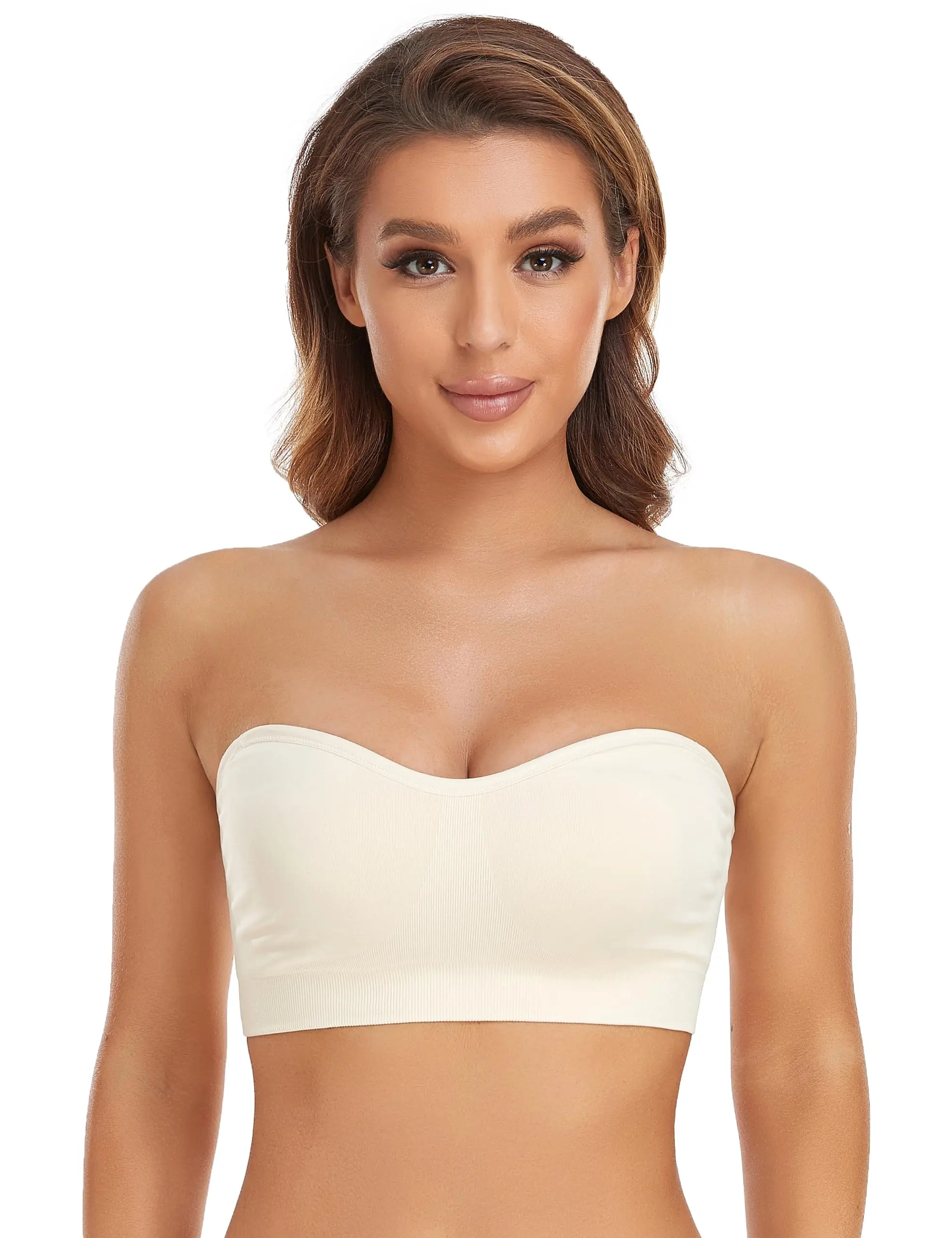 Lusait Strapless Bras for Women  Non-Slip Silicone Padded Bandeau Bra Wireless Tube Top Bra DealsforYouDays