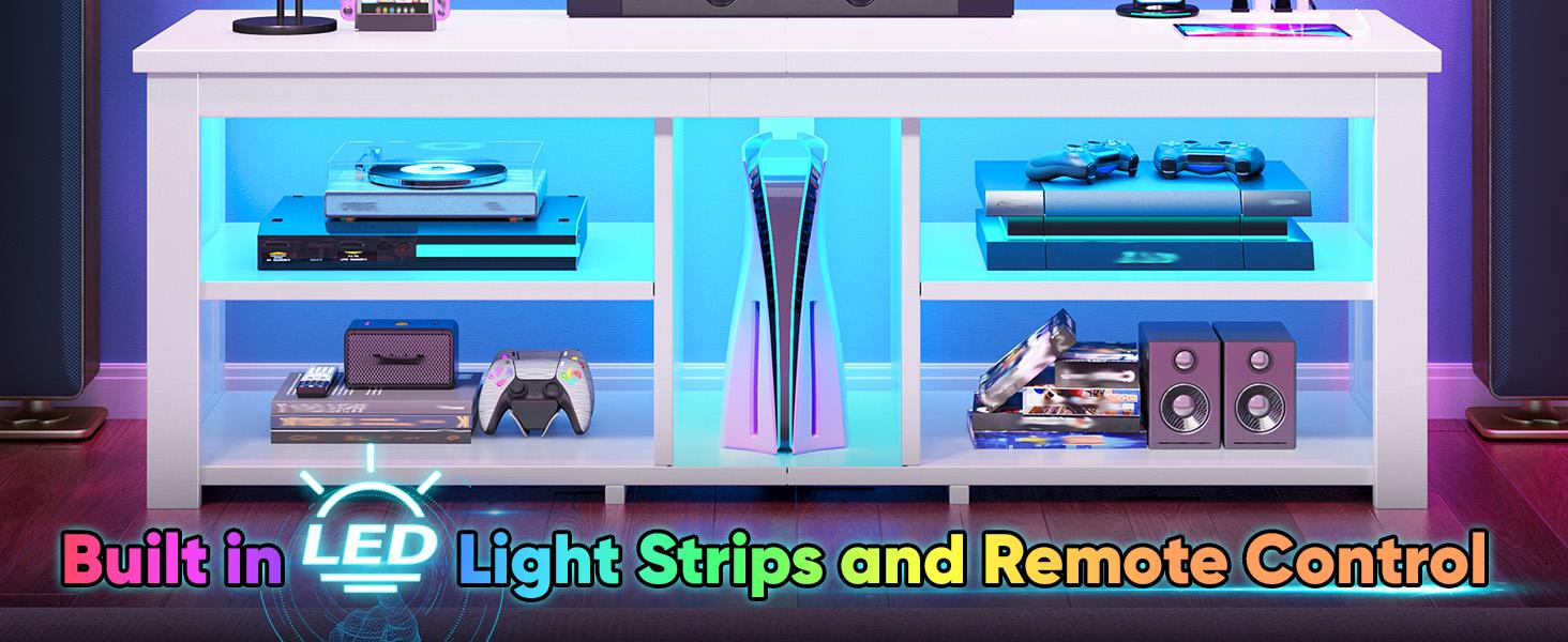 RaybeeFurniture 70 inch TV Stand with Mount & LED Lights, Swivel Modern Entertainment Center with Power Outlet, Wood Media Console for Living Room, Bedroom RaybeeFurniture 70 inch TV Stand with Mount & LED Lights, Swivel Modern Entertainment Center with Power Outlet, Wood Media Console for Living Room, Bedroom