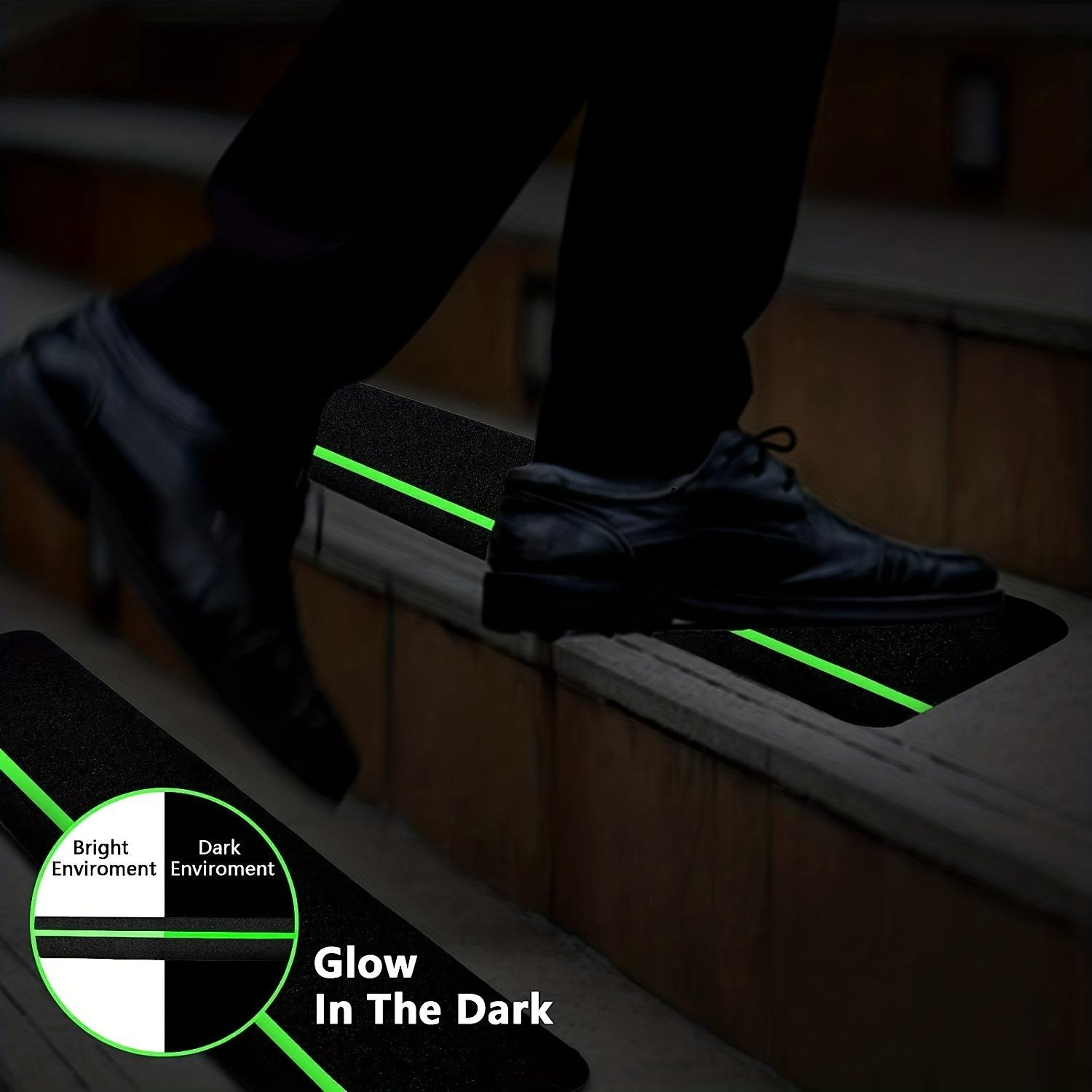 【FaddishDeal】3 Pcs Glow-In-The-Dark Anti-Slip Traction Tape - High Grip, Durable Adhesive For Stairs & Steps, Easy Install, Multi-Surface Compatibility.