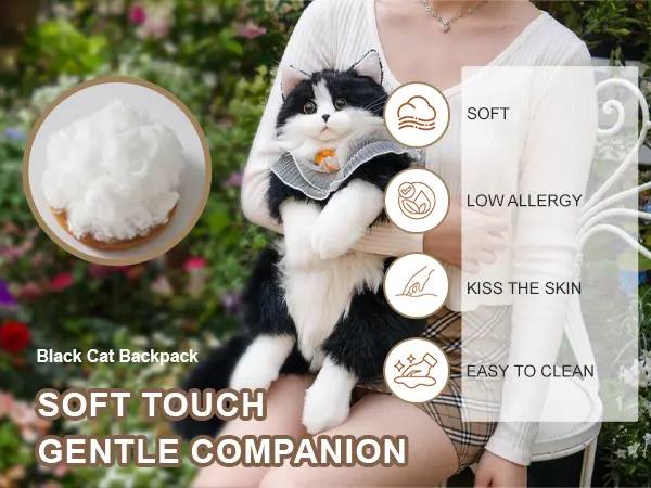 Product Introduction of 【TikTokShopBacktoSchool】Chongker Stylish Daypack Plush Cat Backpack - Realistic Stuffed Animal Fashion Accessory & Unique Gift for Cat Lovers - 1 Set Gift Wrap 10