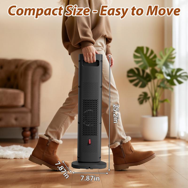 Portable Tower Electric Indoor Fireplace Heater with 3D Realistic Flame, 70° Oscillation for Bedroom, Living Room, Homeowners & Office Workers