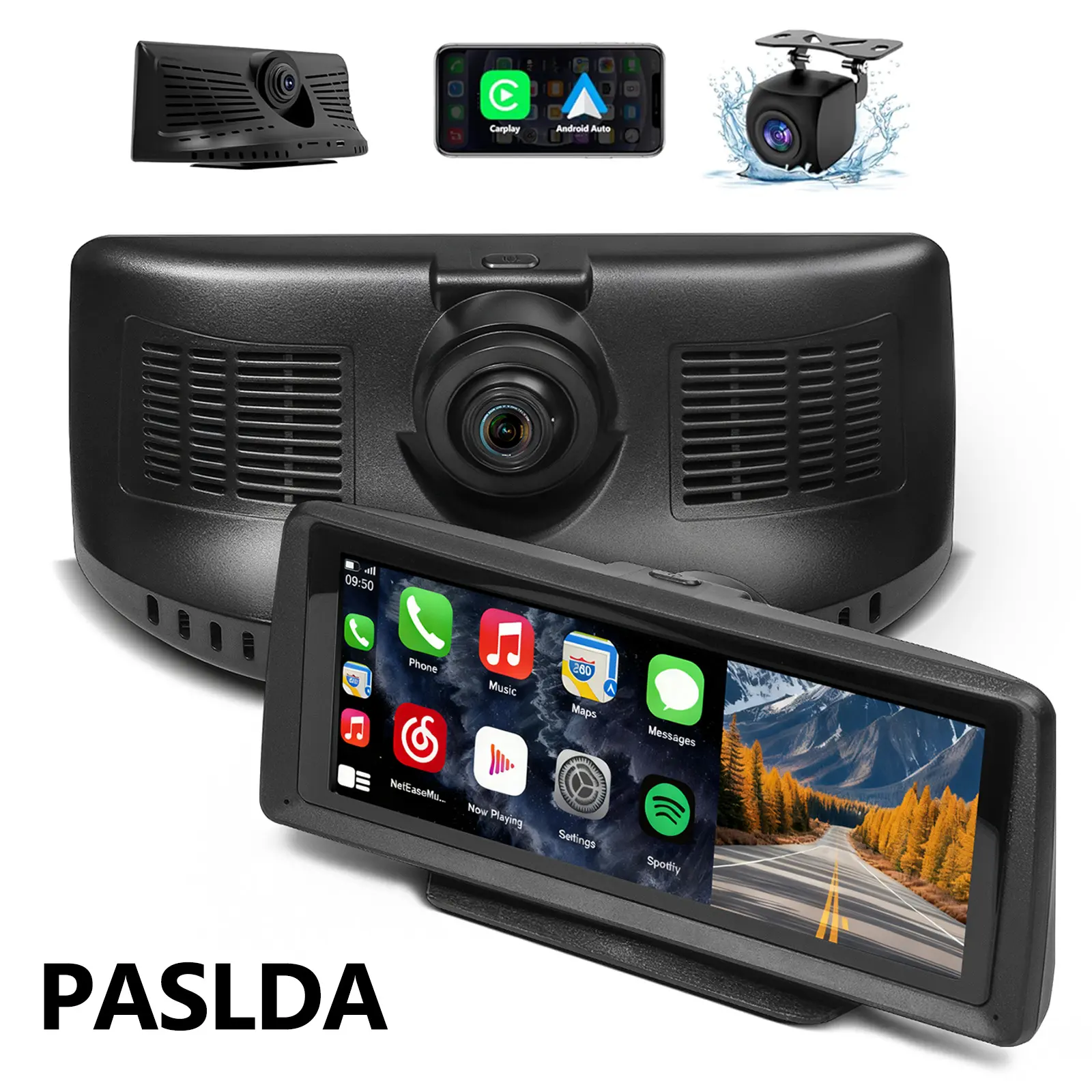 【Hieha】The latest 8-inch wireless portable car screen supports front and rear dual cameras, mobile phone Bluetooth, car audio system, mobile phone screen mirroring, and touch screen, and is suitable for all car models.