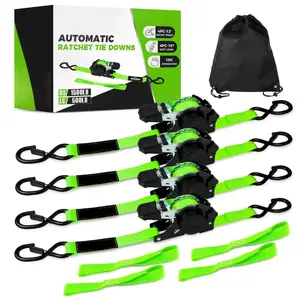Ratchet Straps Tie Downs (2/4Pack) - 1 Inch x 12 Feet (1,500lb Break Strength) - Ultimate Tie Down Straps with Safety S Hooks - for Trucks, Cargo, Moving, Appliances - Green/Blue car decor
