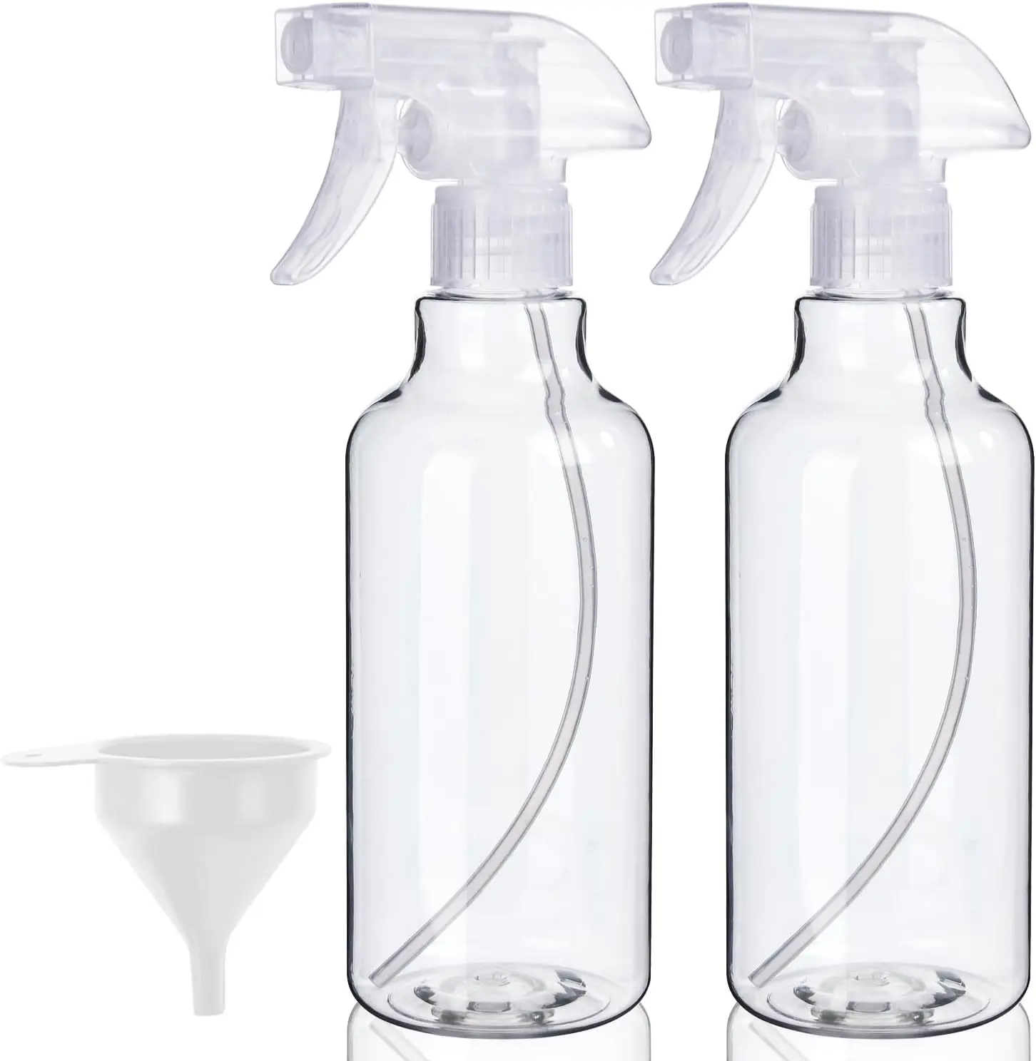 Heavy Duty Plastic Spray Bottles (2-Pack, 16.9oz) - Adjustable Nozzle 3-Mode Mist & Stream, 2-Finger Trigger, Leakproof BPA-Free Chemical Resistant Empty Default Versatile Bottles for Household Cleaning, Hair Care, 3 Modes