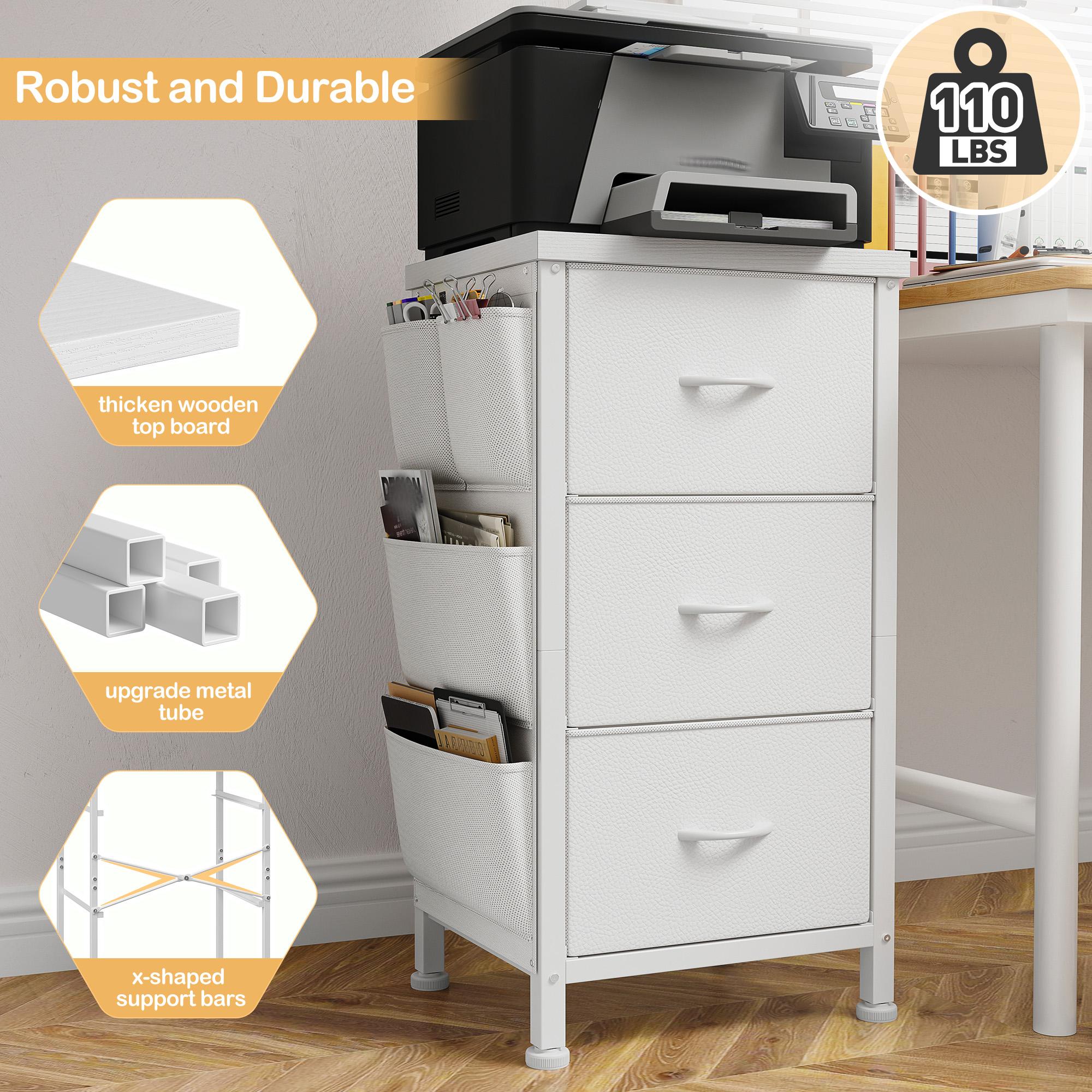 Homkdom Nightstand Sets of 1/2 With 3 Drawers,25.6 Inch Bedside Table with Side pocket & Wooden Top, Small Dresser for bedroom,Living Room,Entryway