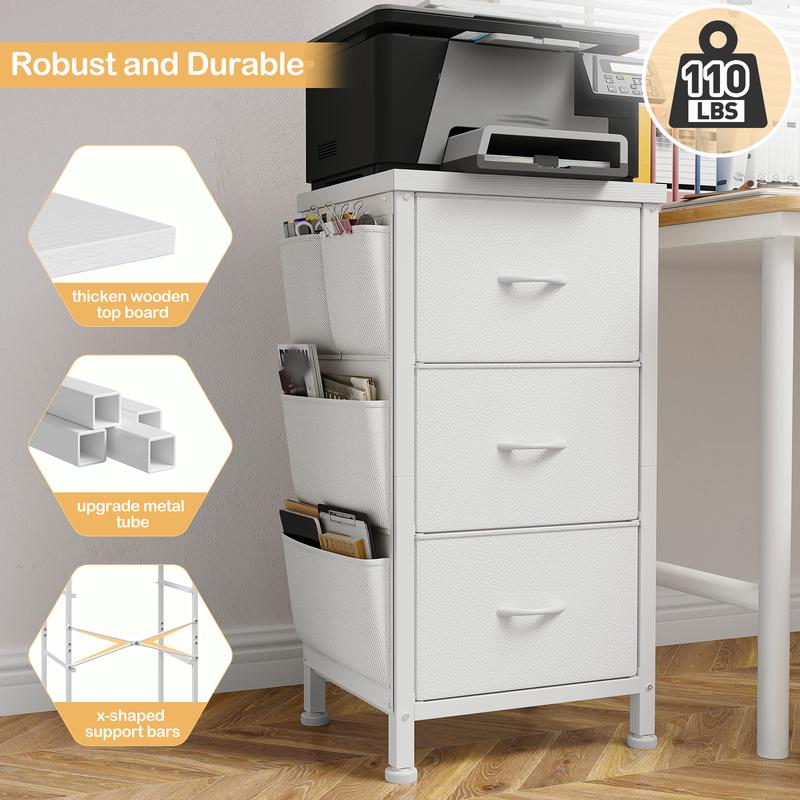 Homkdom Nightstand Sets of 1/2 With 3 Drawers,25.6 Inch Bedside Table with Side pocket & Wooden Top, Small Dresser for bedroom,Living Room,Entryway