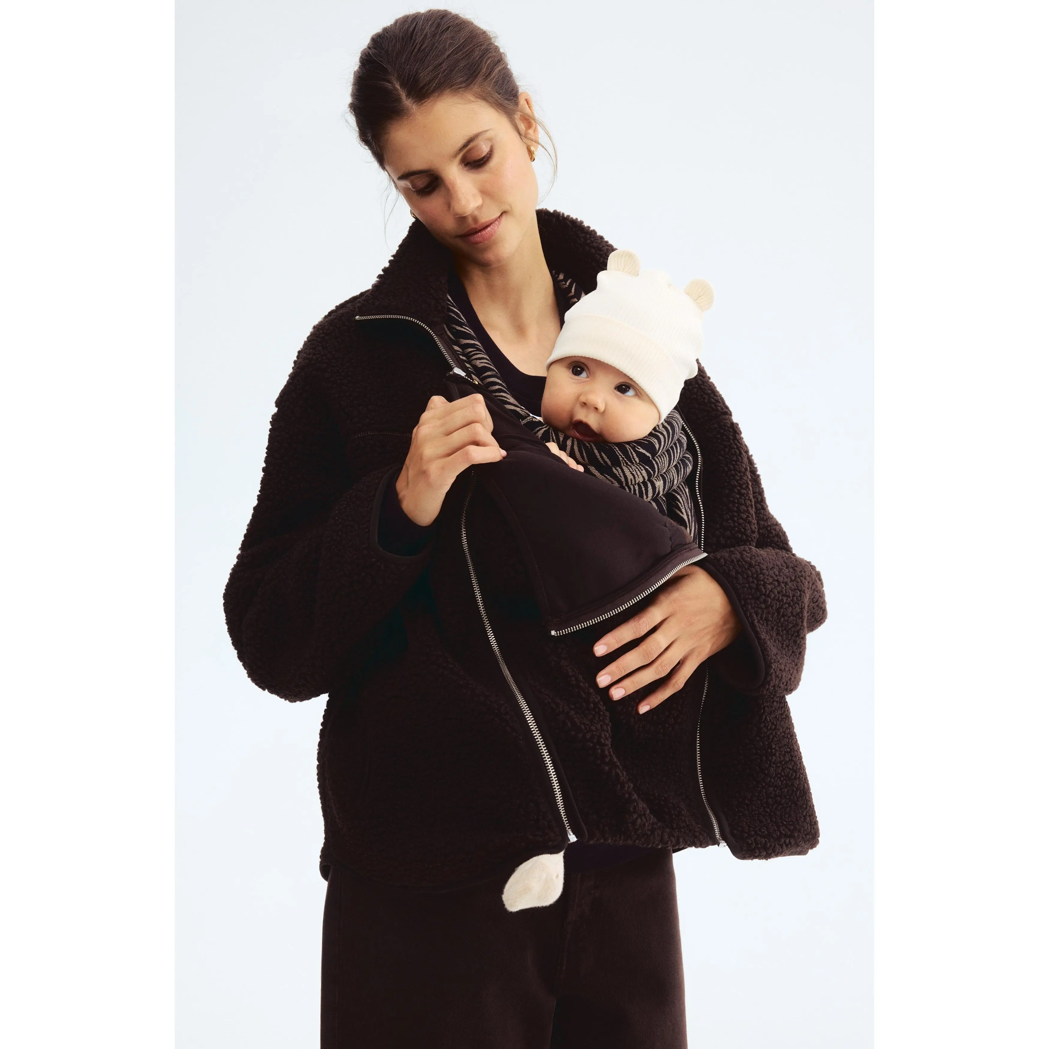 H&M MAMA Before & After Babywearing teddy jacket