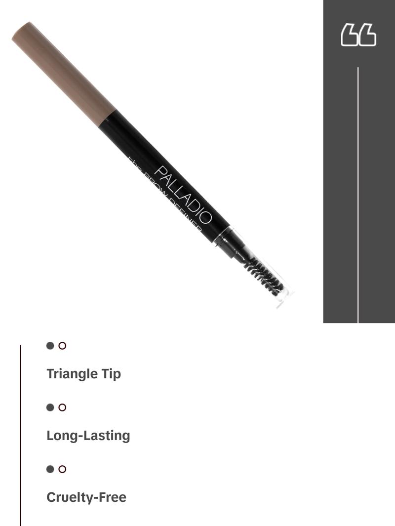 Palladio Brow Definer Retractable Pencil, Triangular Tip Fills Brows for a Natural Look, Tame and Shape Eyebrows with Spoolie Brush, Eyebrow Shaper, Buildable Light to Dark Colors Palladio Brow Definer Retractable Pencil, Triangular Tip Fills Brows for a Natural Look, Tame and Shape Eyebrows with Spoolie Brush, Eyebrow Shaper, Buildable Light to Dark Colors
