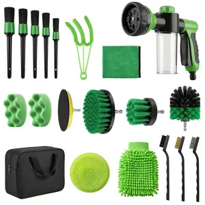Electric drill brush, car cleaning brush, car washing tool set, car polishing and beauty drill brush, detail brush, portable bottle, suitable for car, household cleaning and garden watering
