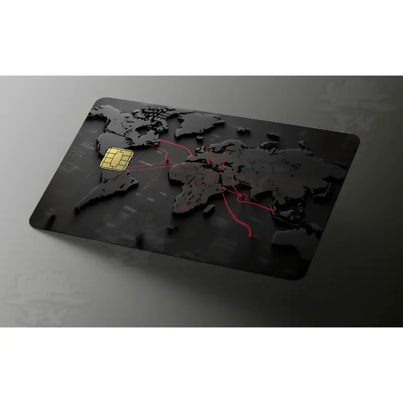 DIY Cyber World Map Tech Card Sticker Cover, Black Global Network Credit Card Skin