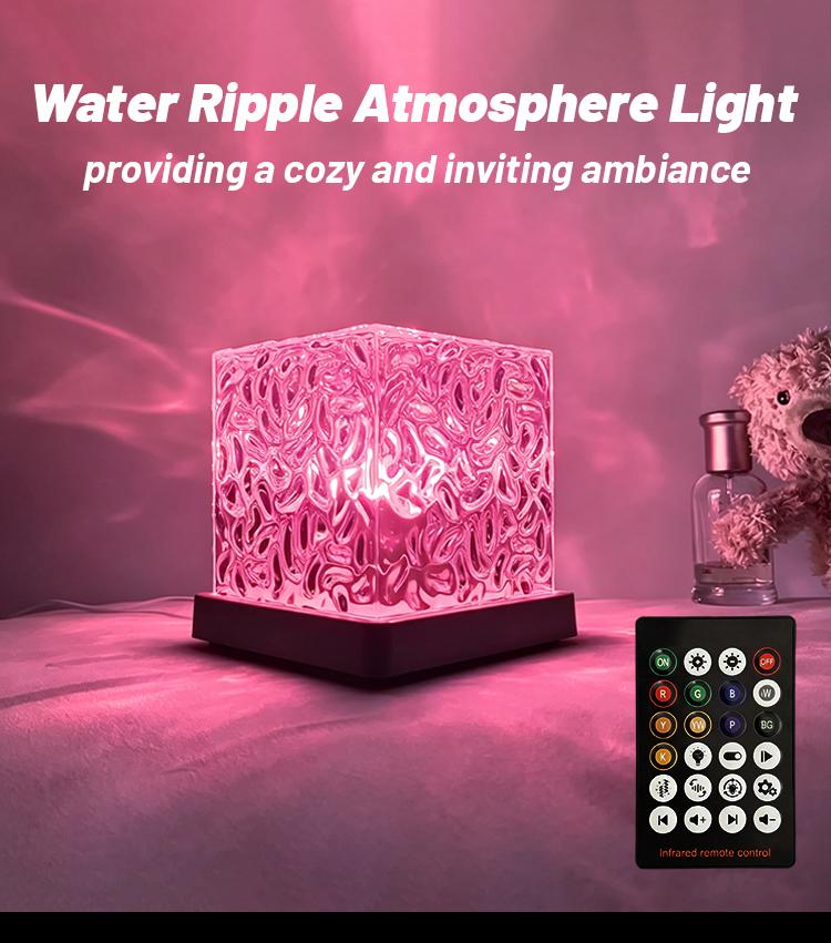 Super Upgraded 16- Colors Water Ripple Projector Lamp with Bluetooth Speaker Music Sync Rechargeable Ocean Wave Ambient Light Remote Night Light Aesthetic Room Decor home light projector galaxy