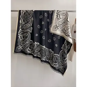 Women's Elegant Paisley Print, Fall & Winter Windproof Warm Wrap Scarf, Boho Style Shawl, Stylish Outdoor Fashion Accessory