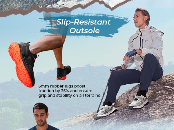 FitVille Men's Extra Wide Slip On Shoes with Arch Support, Comfortable Orthopedic Hiking Sneakers for Travel Camping, Waterproof and Breathable Outdoorfun