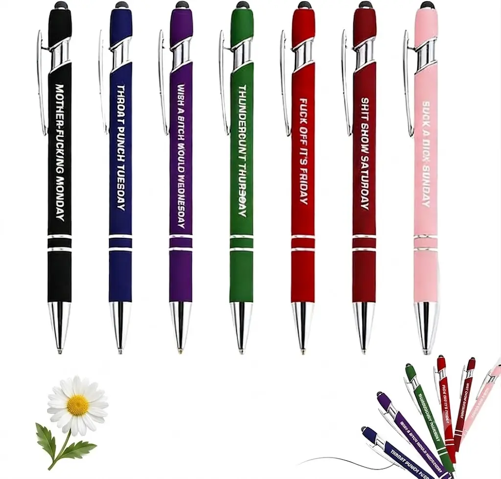 7Pcs 2-in-1 Smart Pen Set - Dual Touch Screen Stylus & Smooth Writing Ballpoint, College Student Note Taking Pens for Home Office Setup