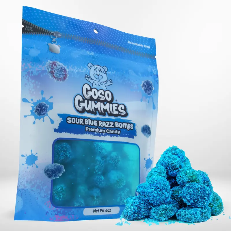 Goso Gummies Sour Blue Razz Viral Gusher Bombs 6oz Candy - Fruit Snack