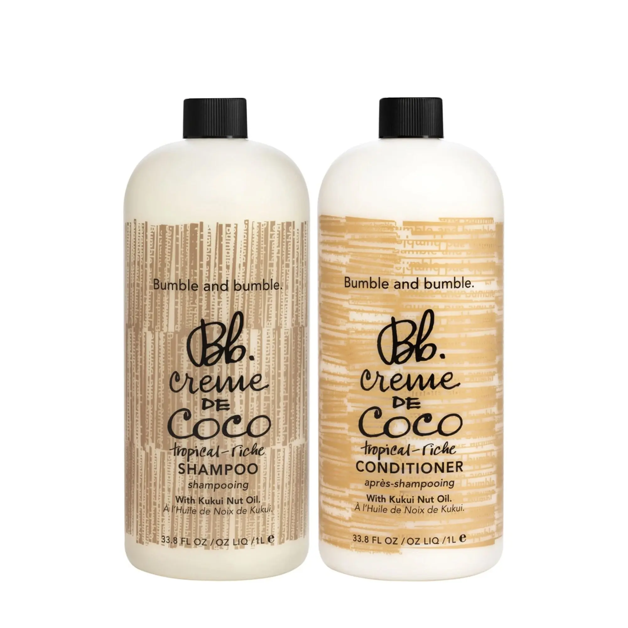 Bumble and bumble Creme de Coco Oil-Restoring Shampoo & Conditioner Liter Duo - Hydrating, Anti-Frizz, Blend-Enhanced Cleanser & Moisturizer Set (1L Each, $187 Value)