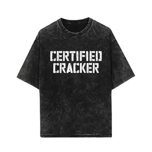 Certified Cracker Men'S Oversized T-Shirt - Funny Novelty Graphic Tee with Bold White Print, 100% Loose Fit Round Neck