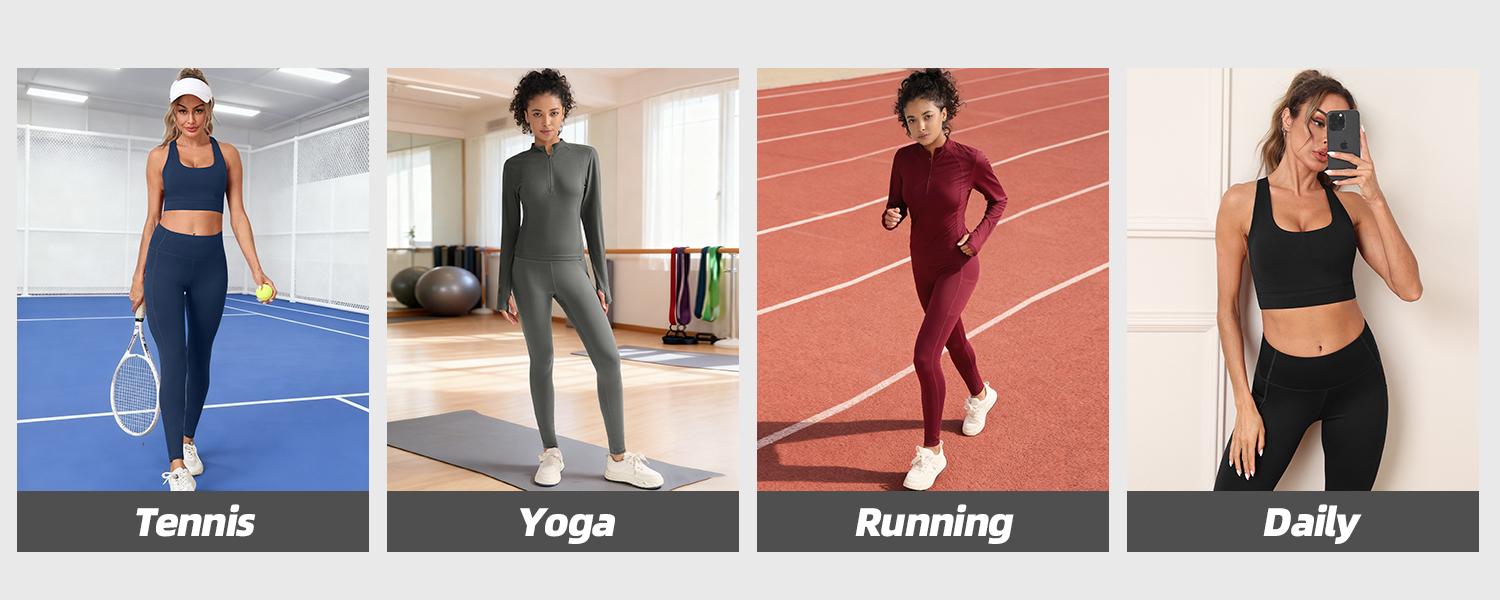 CHRLEISURE Women's Suit Workout Set Yoga Outfit Activewear for Daily Wear with Long Sleeve Top & High-Waisted Leggings