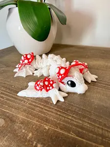 Mushroom Dragon | Toadstool Flexi Dragon | 3D Printed Articulated Dragon | Cottagecore Gift | Fantasy Woodland Decor