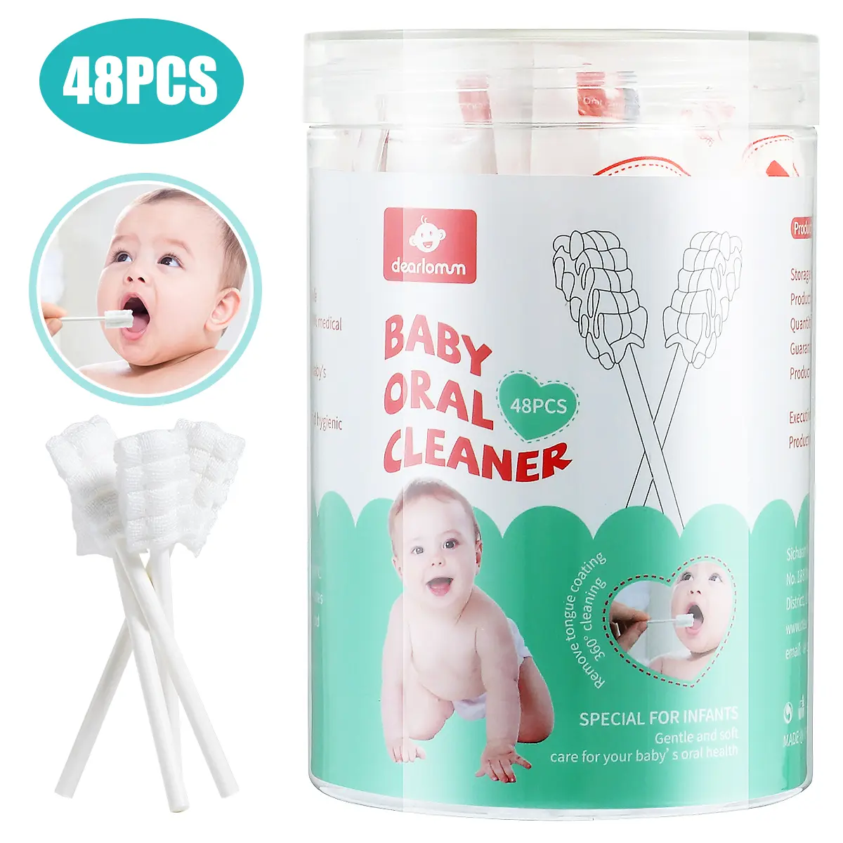dearlomum Tongue Cleaner Newborn Toothbrush 48PCS Disposable Infant Toothbrush Clean Mouth Gauze Gum Cleaner Oral Cleaning Stick Dental Care Toothpaste Alternative for Baby Oral Health #Summervibes