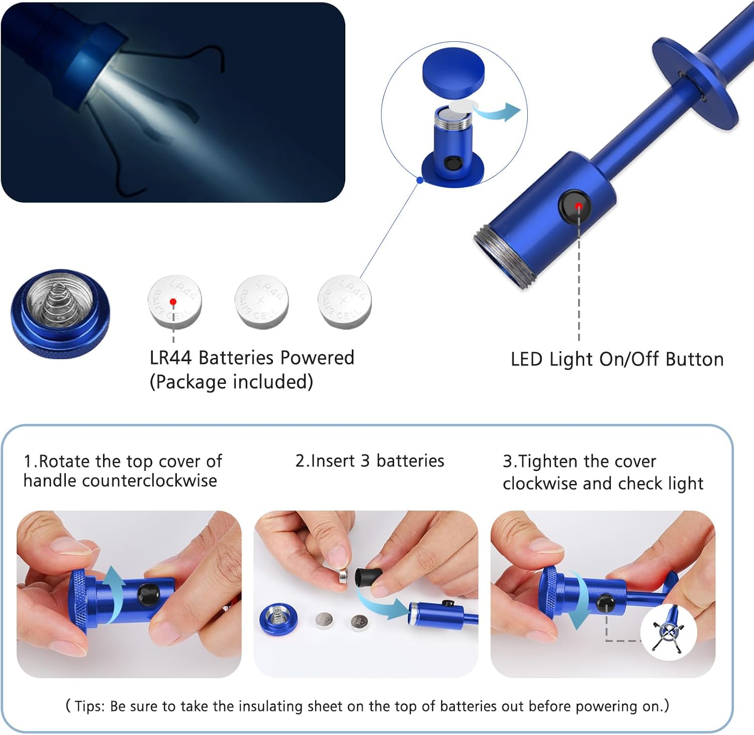 Housolution Grabber Tool Magnetic Four-claw Picker Bendable Hose Reacher Pickup Sweeper with LED Lights Flexible Long Handy Reaching Assist Tool for Litter Pick/Home Sink/Drain Grabber Reacher Tool