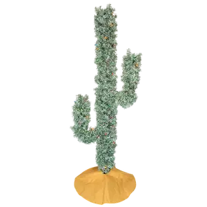 Pre-Lit LED Colored Lights Cactus Christmas Tree 6 Foot Tall with Sand Colored Skirt Set, 100 LED Lights, Traditional Design, PVC Needles plants faux