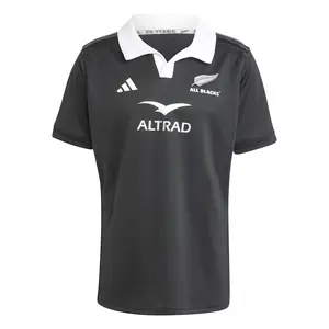 adidas Mens All Blacks Rugby Aeroready Short Sleeve Jersey Casual - Black